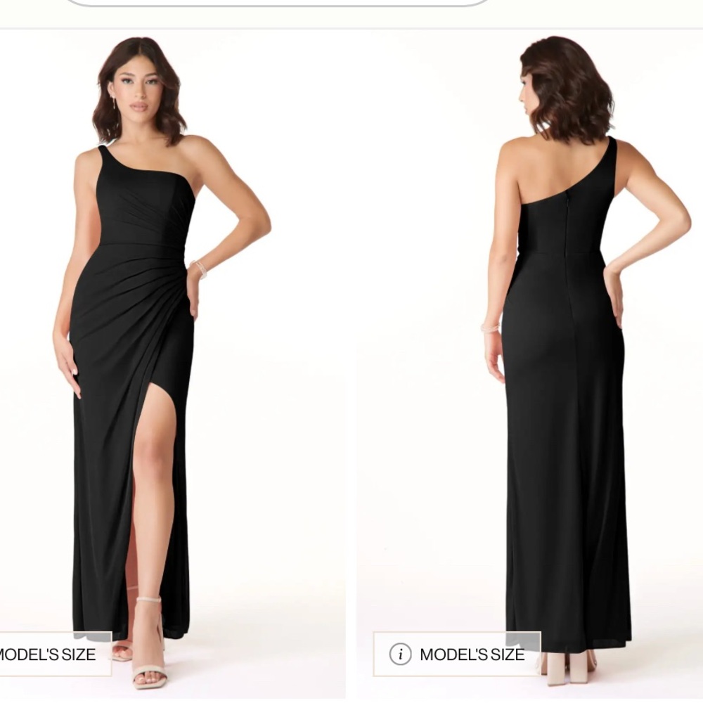 Azazie Black One-Shoulder Evening Dress
